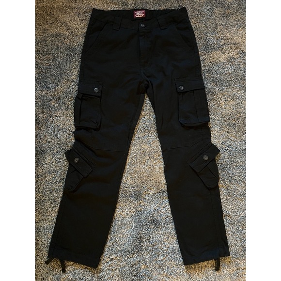 Matchstick Match Cargo Pants Mens 40x30 Black Utility Multiple Pockets Y2K Baggy - Picture 1 of 8